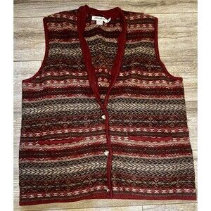 Eddie Bauer Vintage Wool Vest Sleeveless Cardigan XL Button Up Dark Academia